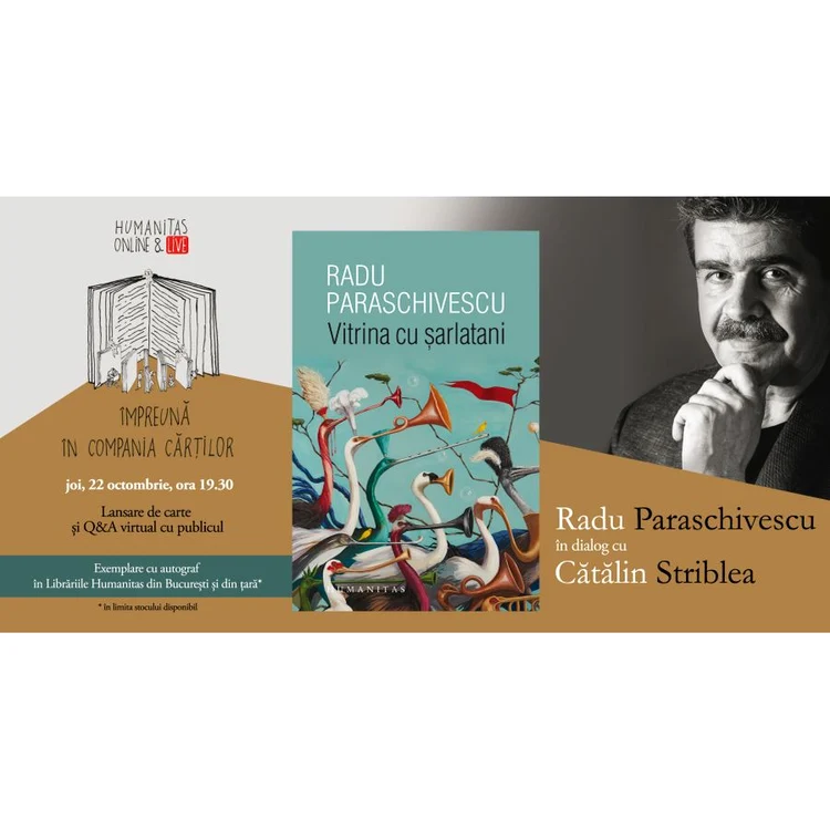 Eveniment Humanitas live, online: Radu Paraschivescu și Cătălin Striblea despre „Vitrina cu șarlatani“ jpeg