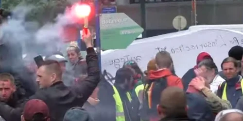 Protest al Vestelor Galbene la Bruxelles de ziua alegerilor europene Captura YouTube