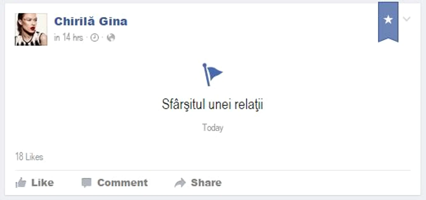 Gina Chirilă și Bogdan Vlădău (36 de ani) și-au spus «Adio!» și pe o rețea socială