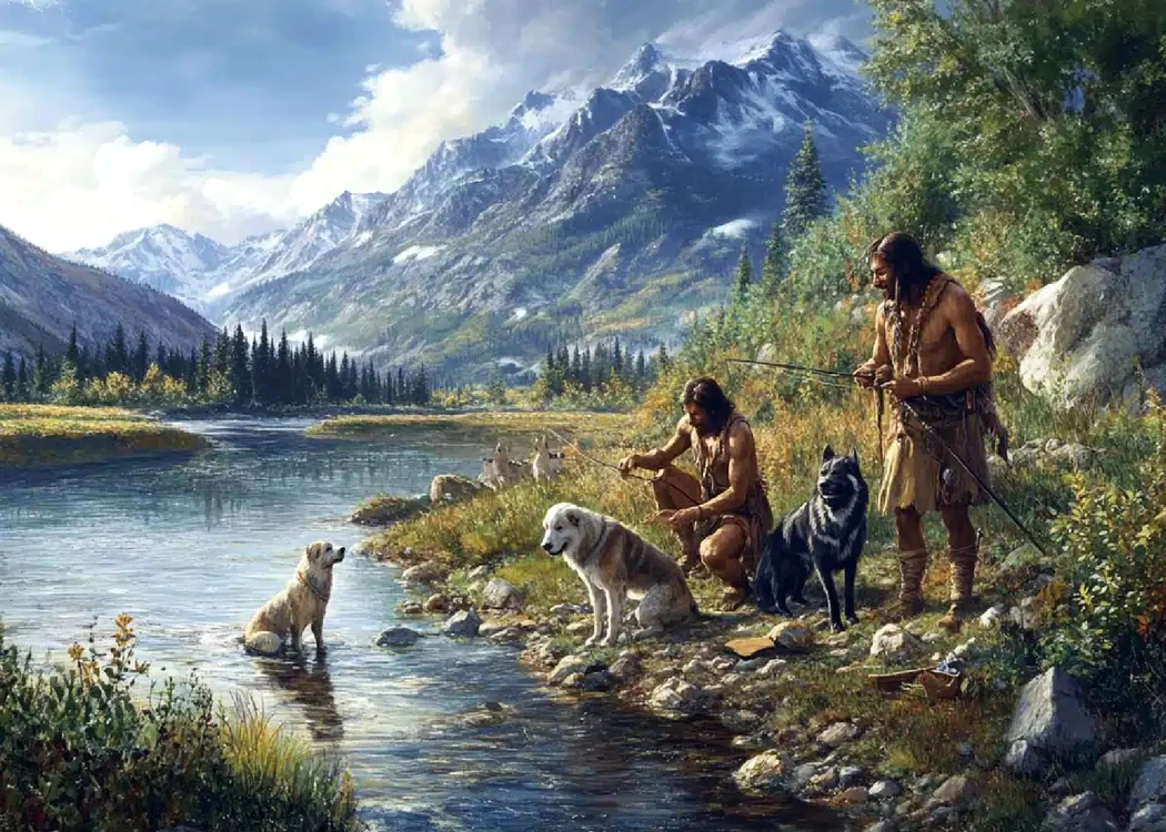 Nativi americani călătorind alături de câinii lor Foto Neuroscience News