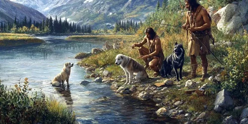 Nativi americani călătorind alături de câinii lor Foto Neuroscience News