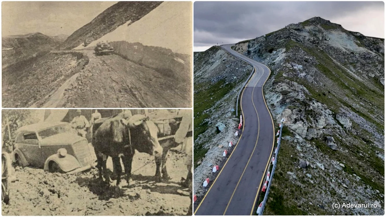 Transalpina în 1936 și 2025. Foto: Vremea / Daniel Guță, Adevărul