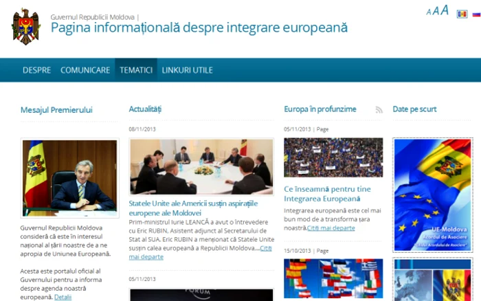 Pagina despre relaţiile RM-UE, lansată astăzi FOTO: captură