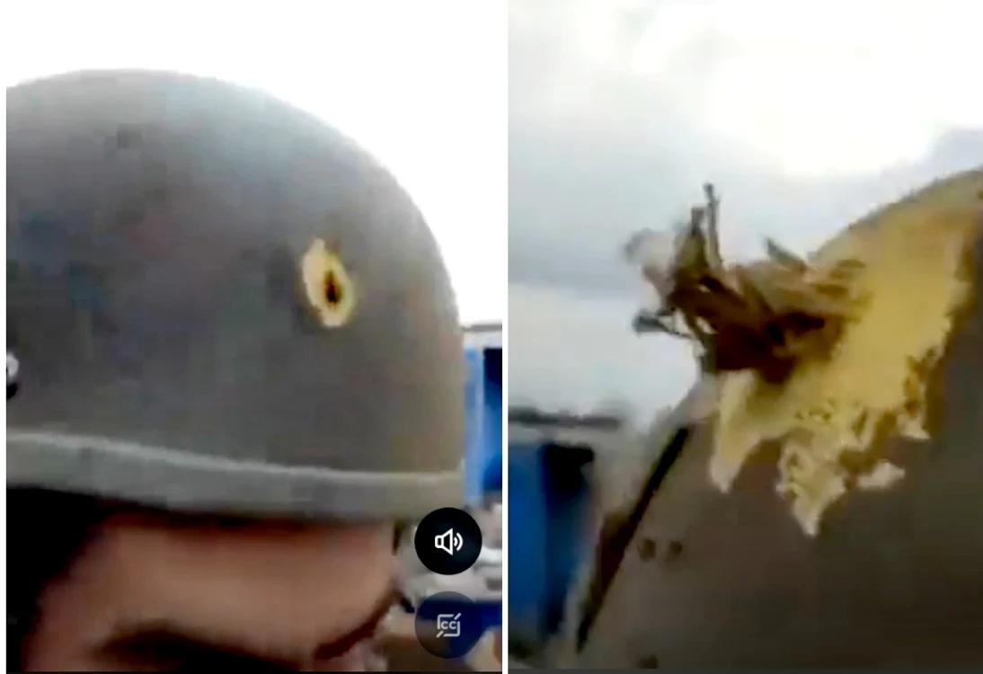 Glonțul i-a străpuns casca FOTO: captură video