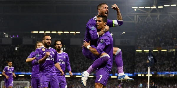 Cristiano Ronaldo si Segio Ramos se bucura în finala Champions League Real Madrid  Juventus FOTO Guliver / Getty Images / David Ramos