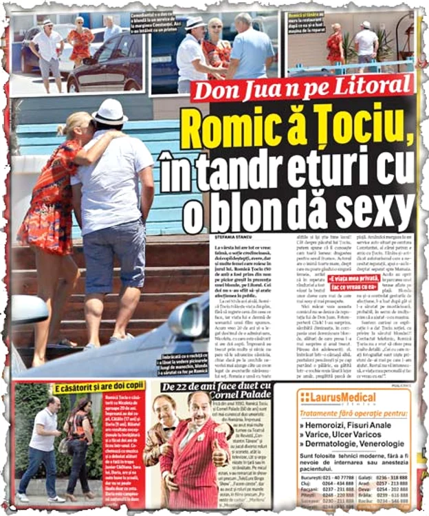 Fotoreporterii Click! l-au  surprins, luna trecută, pe actor  la mare în compania amantei  Ramona, o apetisantă blondă