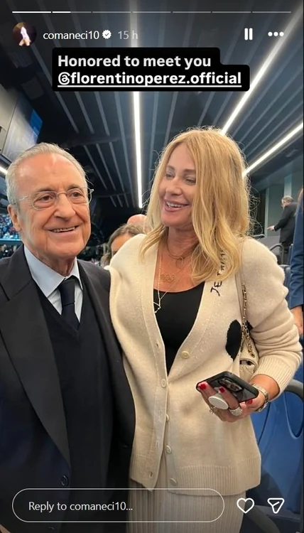 Nadia Comăneci s-a întâlnit cu Florentino Perez pe Bernabeu.