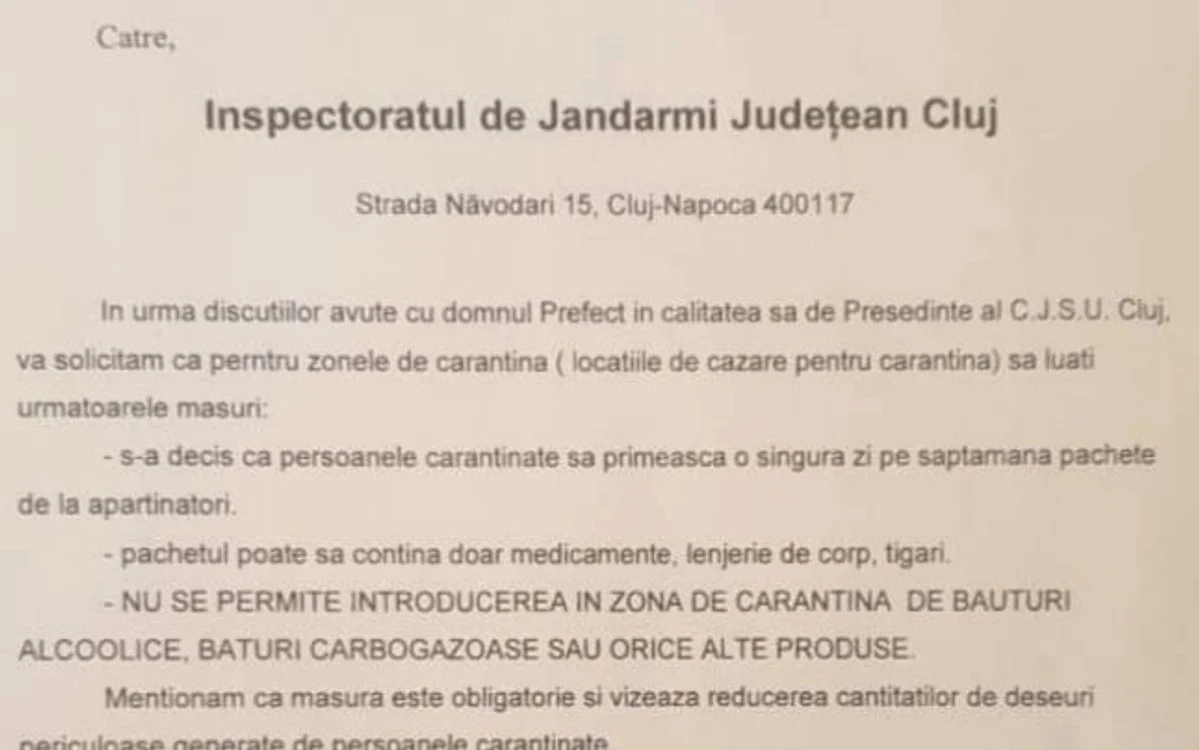 cluj adresa jandarmi pachete