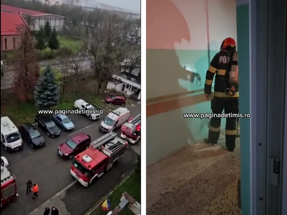 Incendiu la Spitalul Județean din Reșița/FOTO: Paginadetimis.ro