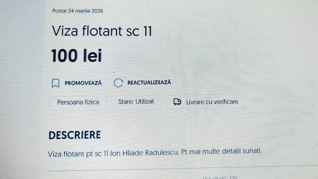 Anunț de vânzare pentru viza de flotant, postat odată cu începerea înscrierilor la școală Sursa: Olx