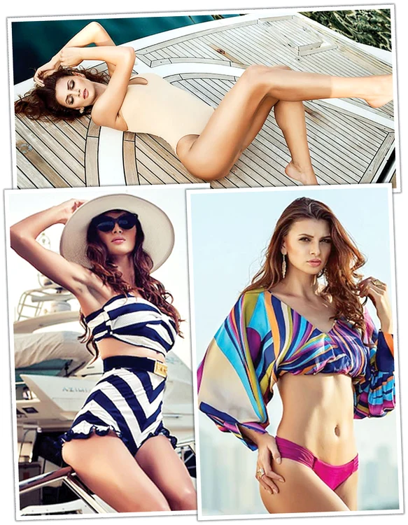 2016. Şatena s-a pozat  tot pe ambarcaţiuni  luxoase, de data  aceasta din Dubai,  promovându-şi linia  de costume de baie