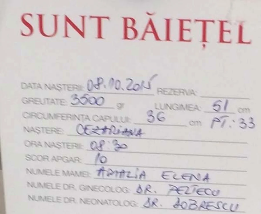 Fiul Amaliei a primit nota 10 la naştere 