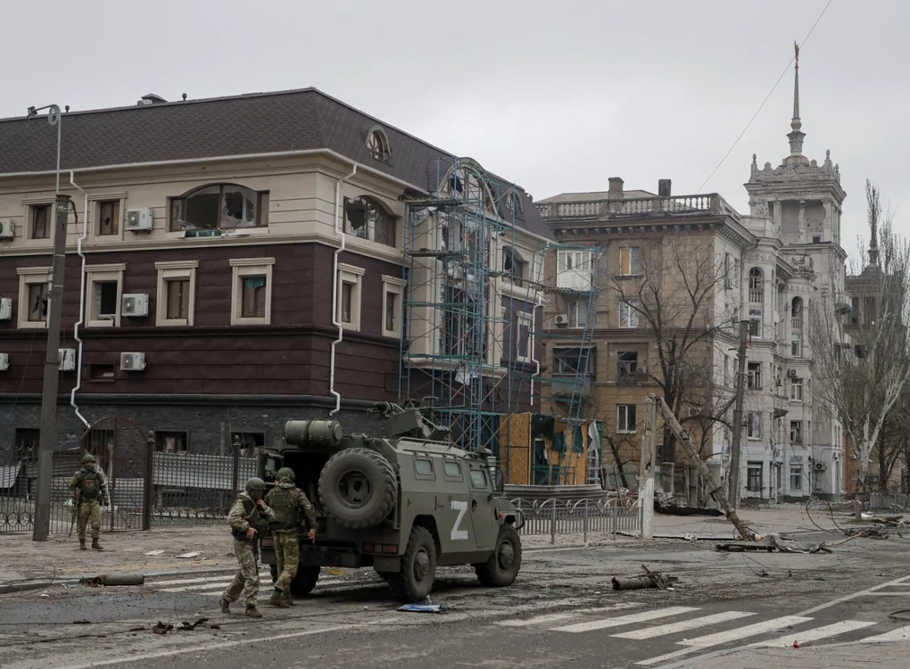 Un consilier local al primarului din Mariupol afirmă că Rusia ar organiza „o paradă de Ziua Victoriei”.  FOTO EPA-EFE