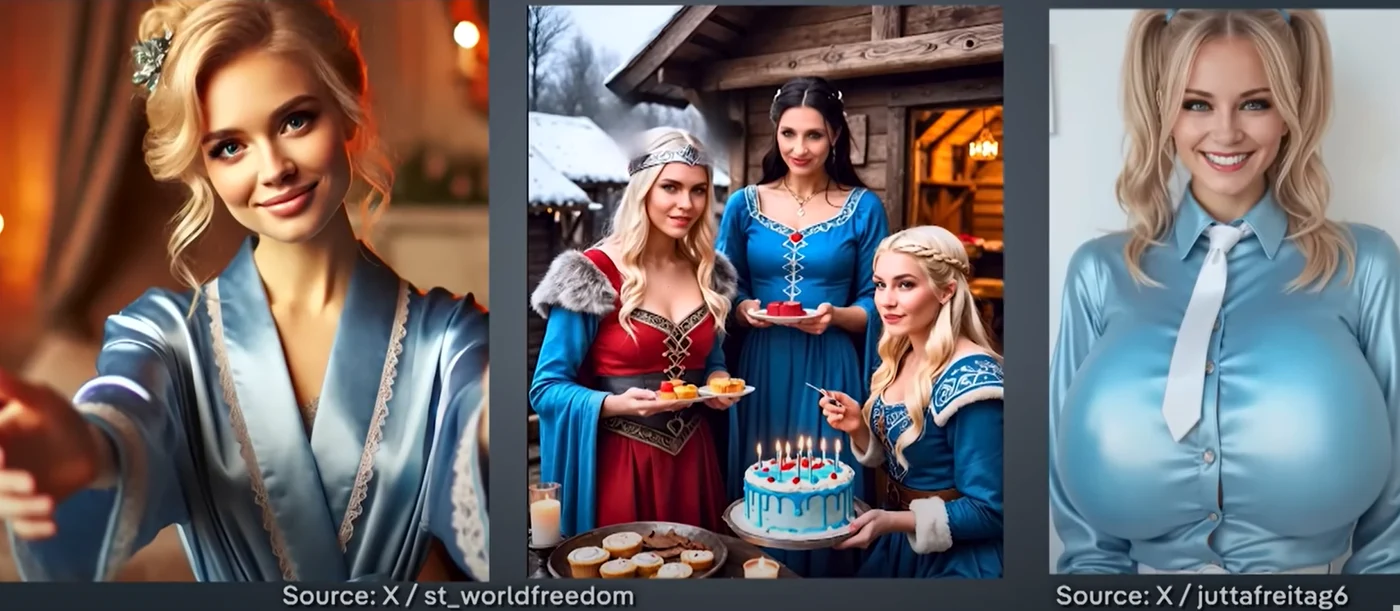 Imaginile AI ale AFD prezintă femei frumoase îmbrăcate în albastru. FOTO: ADW
