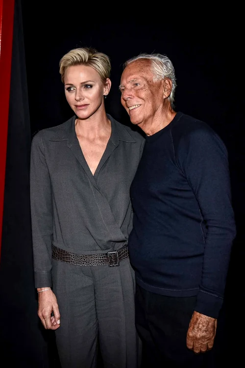 Prințesa Charlene și Giorgio Armani. FOTO: Profimedia