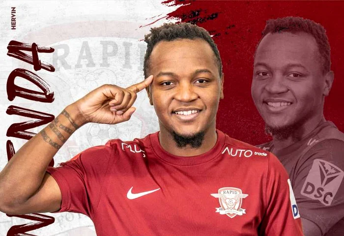 Hervin Ongenda, în tricoul Rapidului. FOTO: FC Rapid 1923 / Facebook