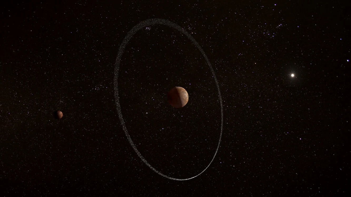 Redare artistică a planetei minore Quaoar si a inelului său. FOTO ESA
