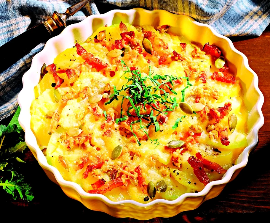 gratin cu gulii si bacon jpeg