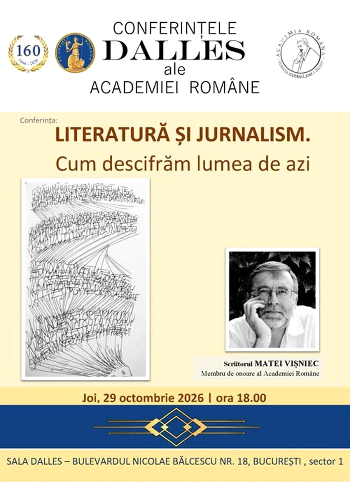 Conferința „Literatură și Jurnalism. Cum descifrăm lumea de azi”,  susținută de Matei Vișniec  