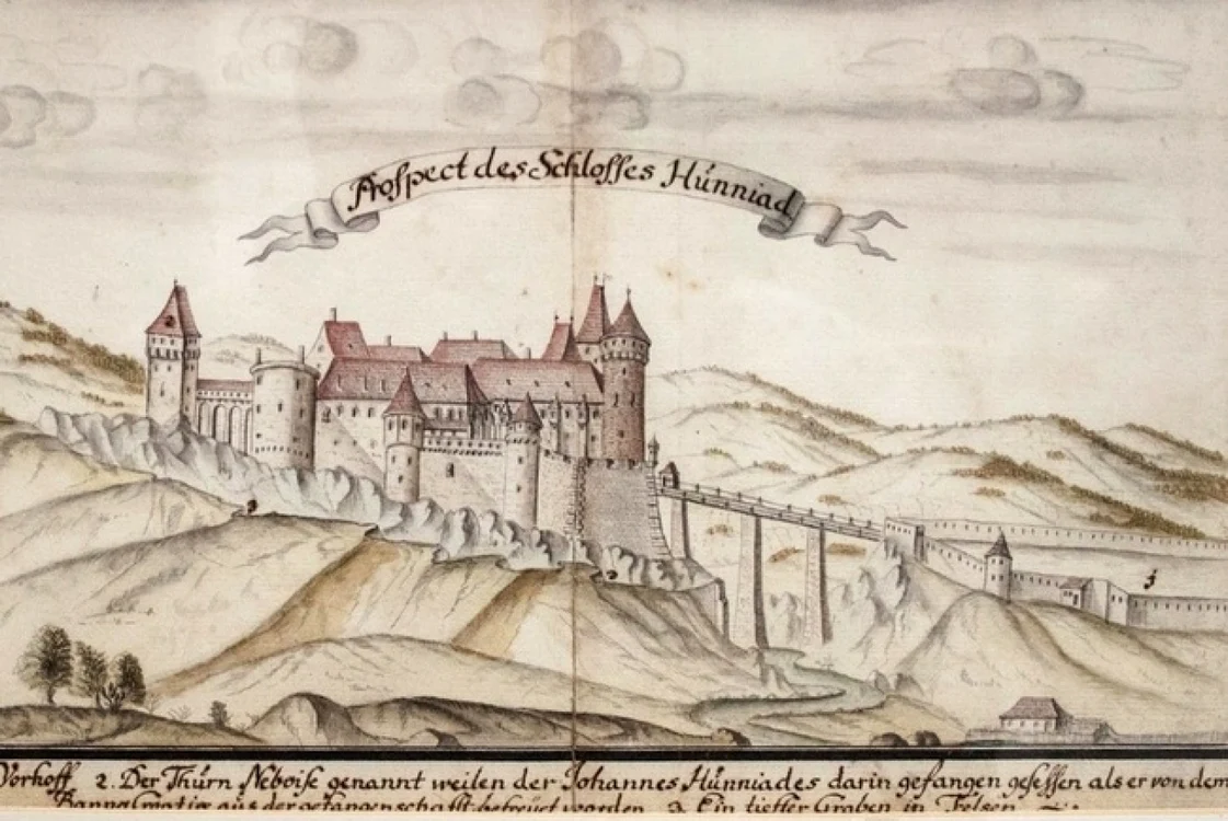 castelul corvinilor secolul al xviii lea gravura