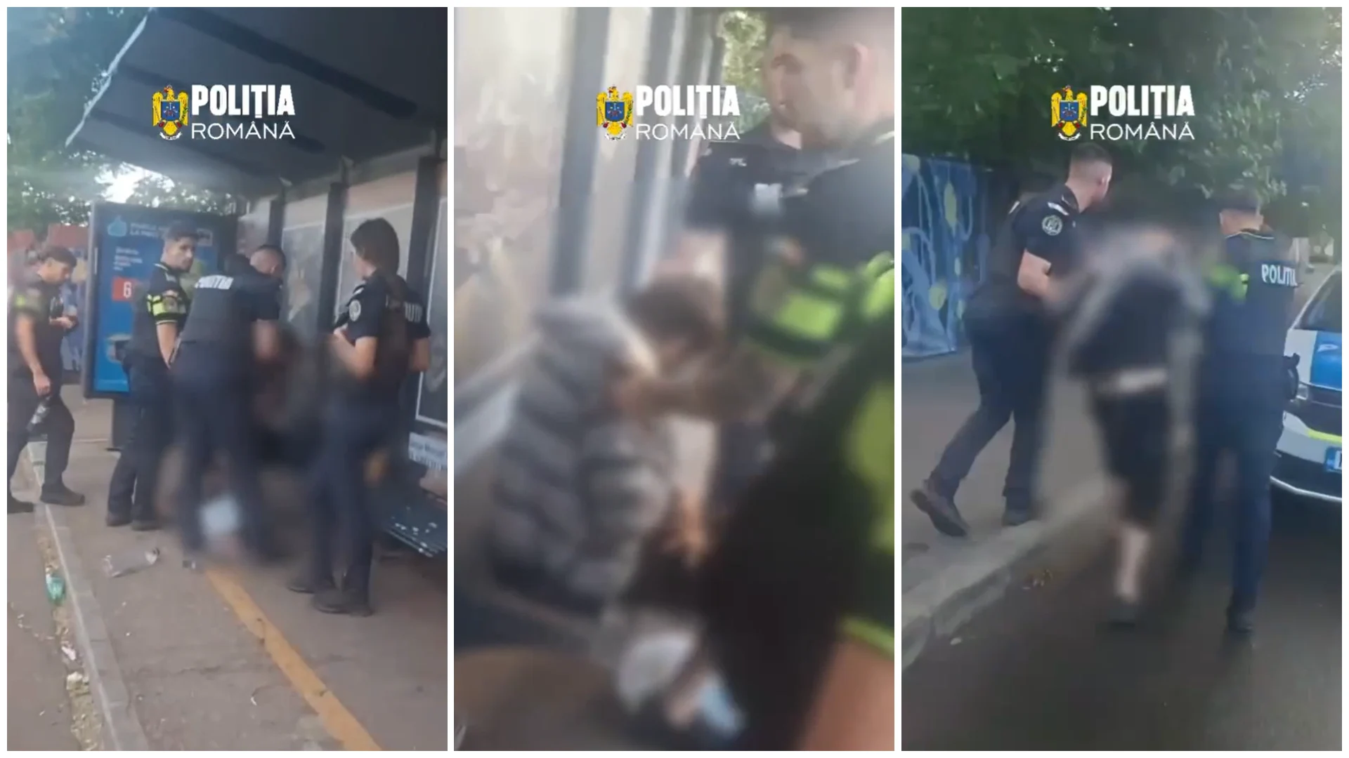 Bărbat ce amenința trecătorii cu un cuțit, imobilizat de polițiști într-o stație de autobuz din Sectorul 4. Mai mulți copii se aflau în zonă