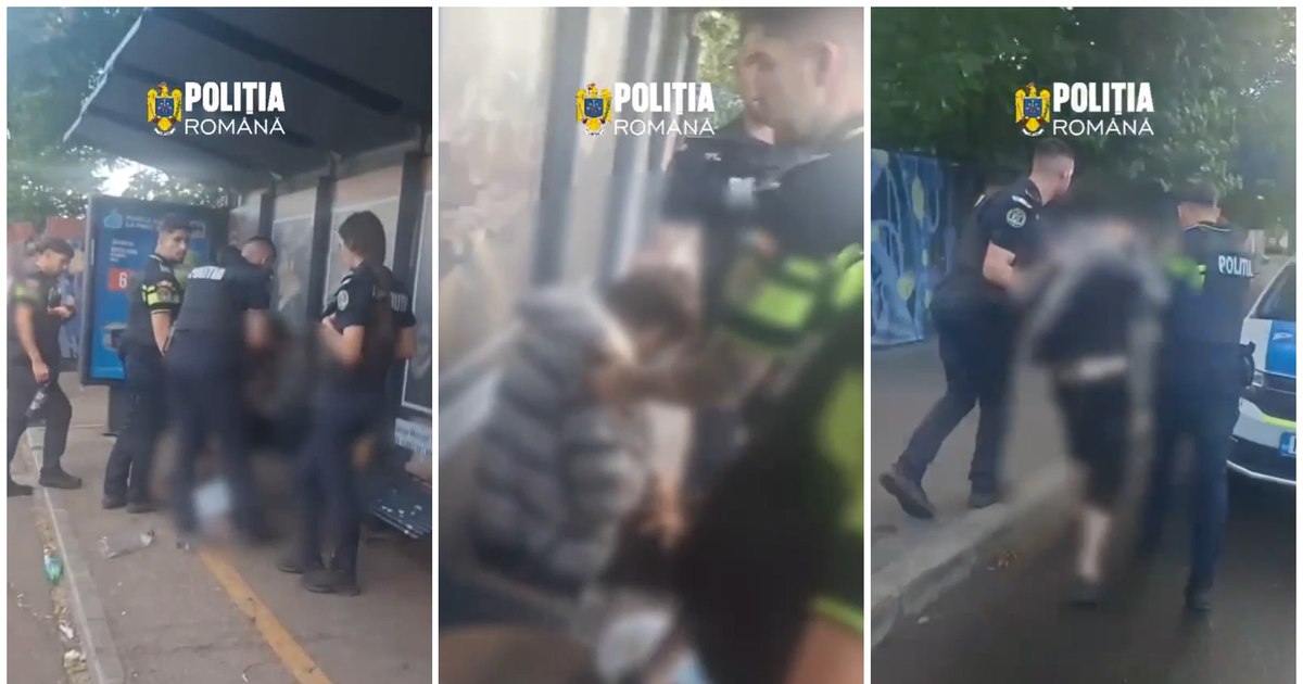 Bărbat ce amenința trecătorii cu un cuțit, imobilizat de polițiști într-o stație de autobuz din Sectorul 4. Mai mulți copii se aflau în zonă