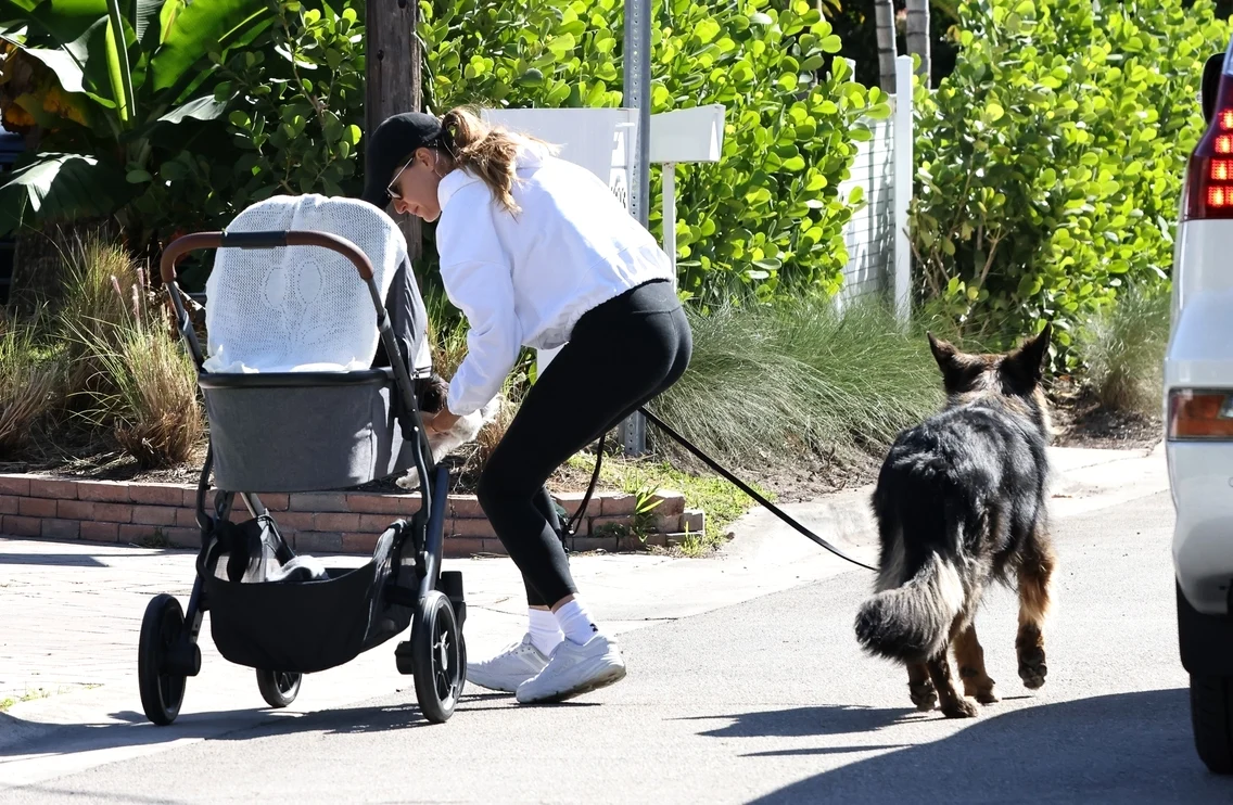 Gisele Bündchen își plimbă nou născutul și câinii, Profimedia 