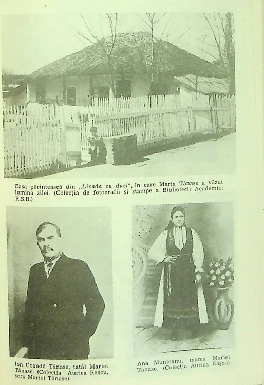 Ilustrații din monografia „Maria Tănase” de Maria Roșca: Casa părintească din str. „Livada cu duzi” în care s-a născut Maria Tănase. Părinții Mariei Tănase, Ion Coandă Tănase și Ana Munteanu (© ANR, Bibliotecă)