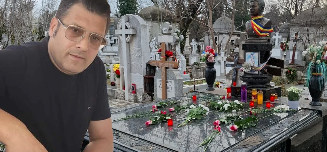 Ionuț Petrescu îngrijește mormântul lui Ion Dolănescu 