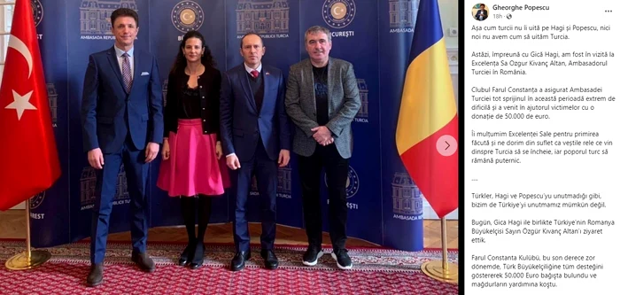 Gică Popescu și Gică Hagi, în vizită la Ambasada Turciei în România