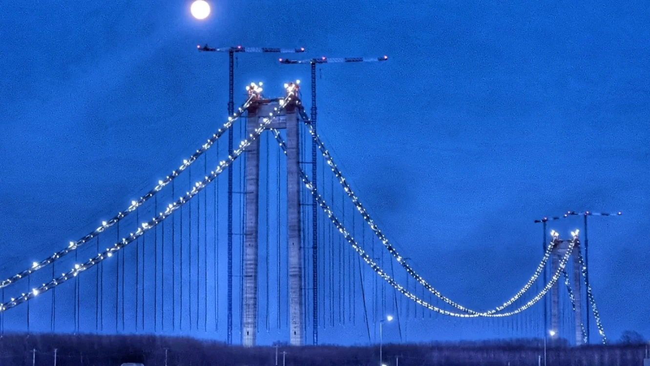 Podul suspendat peste Dunăre FOTO: CNAIR 