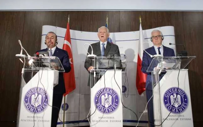 Jacek Czaputowicz,  Mevlut Cavuşoglu, Teodor Meleşcanu, Trilaterala România - Polonia - Turcia 11 septembrie 2018 Foto Inquam Photos / Octav Ganea