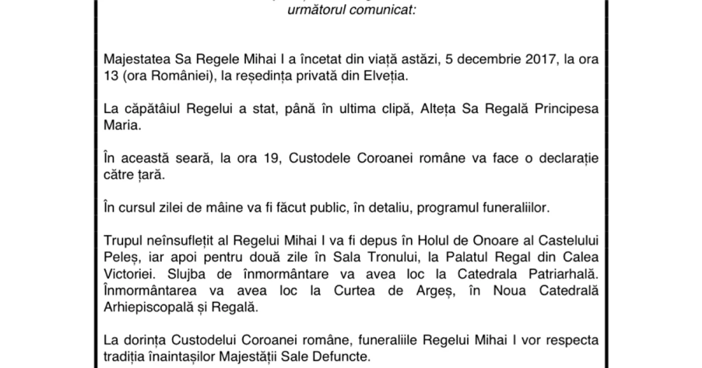 regele mihai a murit