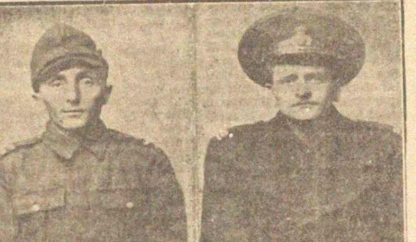 Fotografiile falșilor militari Albeanu Dumitru și Bratu Romulus Mihai, publicate de ziarul „Universul” din 14 februarie 1945