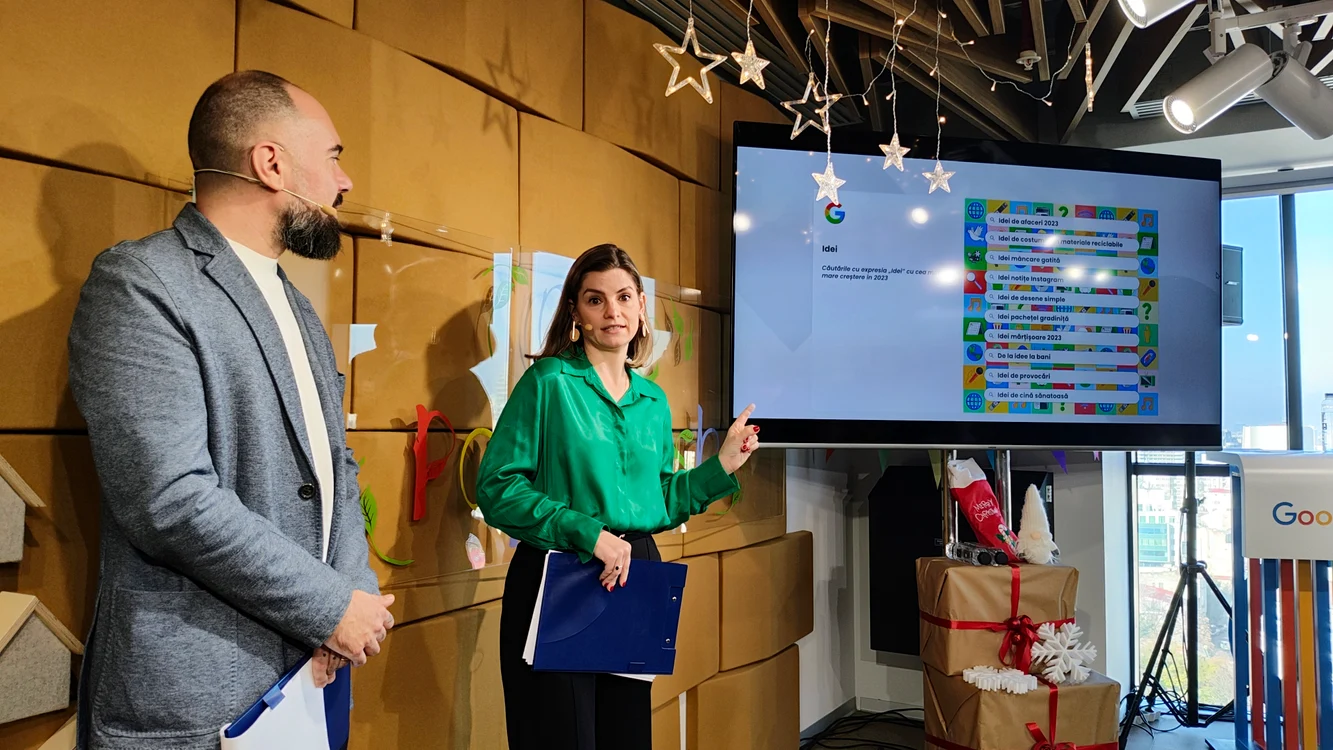 Claudiu Mihail Teohari (Teo) și Elisabeta Moraru, country manager Google Romania. 