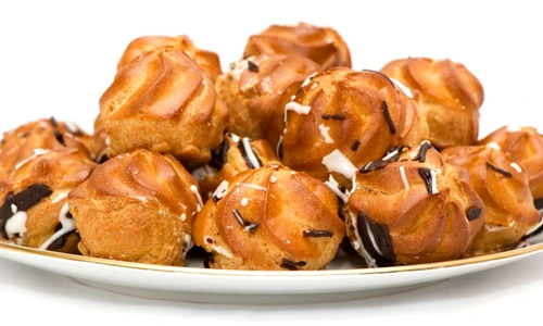 pastry filled with custard on white background  jpeg