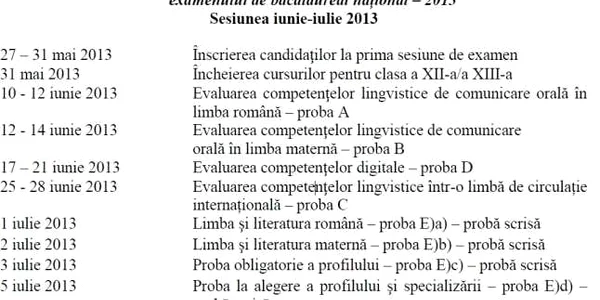 calendar bac 2013 