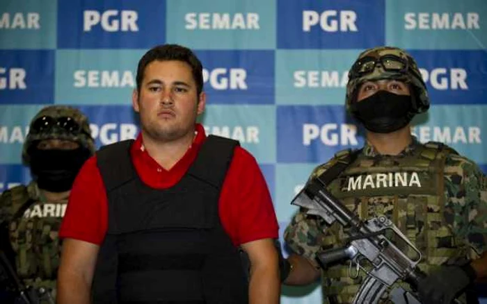 Jesus Guzman, fiul lui „El Chapo“, prezentat de poliţia mexicană, în 2012, în urma unei operaţiuni la Zapopan FOTO Getty Images
