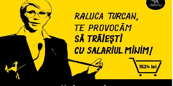 Raluca Turcan provocată de comunitatea Declic să trăiască doar cu salariul minim pe economie Foto declic ro