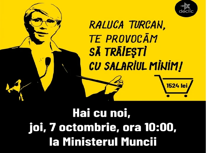 Raluca Turcan provocată de comunitatea Declic să trăiască doar cu salariul minim pe economie Foto declic ro