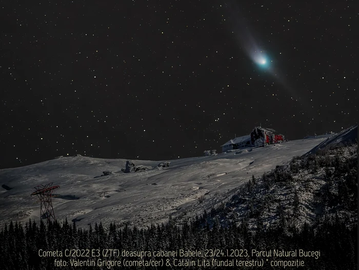 Cometa /2022 E3 -ZTF. FOTO Valentin Grigore / Cătălin Liță / Facebook