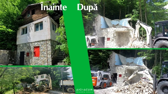 Construcţiile ilegale din Sinaia, dărâmate de primărie FOTO Primăria Sinaia