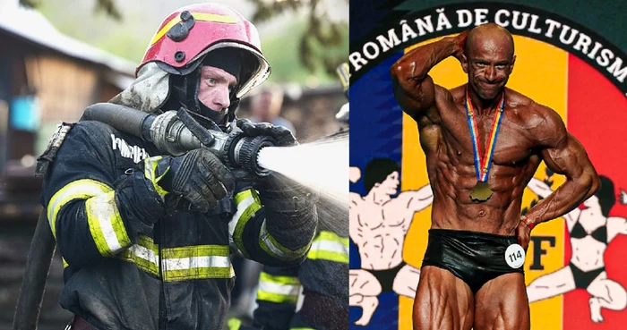 El este pompierul din România după care întorc capul toate femeile / foto: colaj Facebook