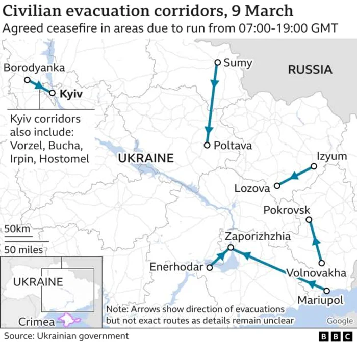 coridoare evacuare civili ucraina 9 martie 2022