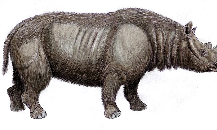 Rinocerul cu nas îngust, Stephanorhinus hemitoechus, era comun în Europa de Vest înainte de a dispărea acum aproximativ 40.000 de ani (© DiBgd / Wikimedia Commons / CC BY-SA 4.0)