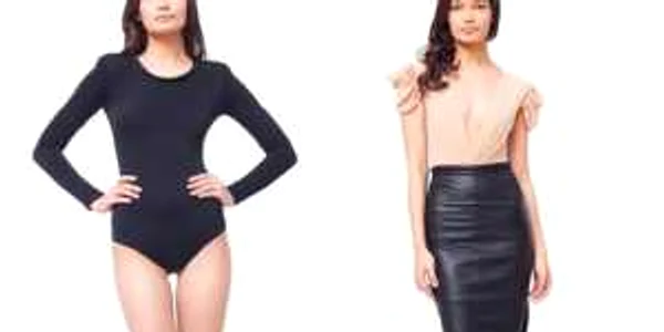 Top cu colier din cristale Swarovski negre (modelul Sophie) şi fustă din piele (model Camille) create de MLH