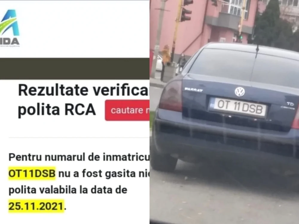 La o primă verificare, şoferii ar fi descoperit că maşina poliţiştilor nu ar avea asigurare FOTO: colaj fotografii Facebook/Info Trafic Slatina