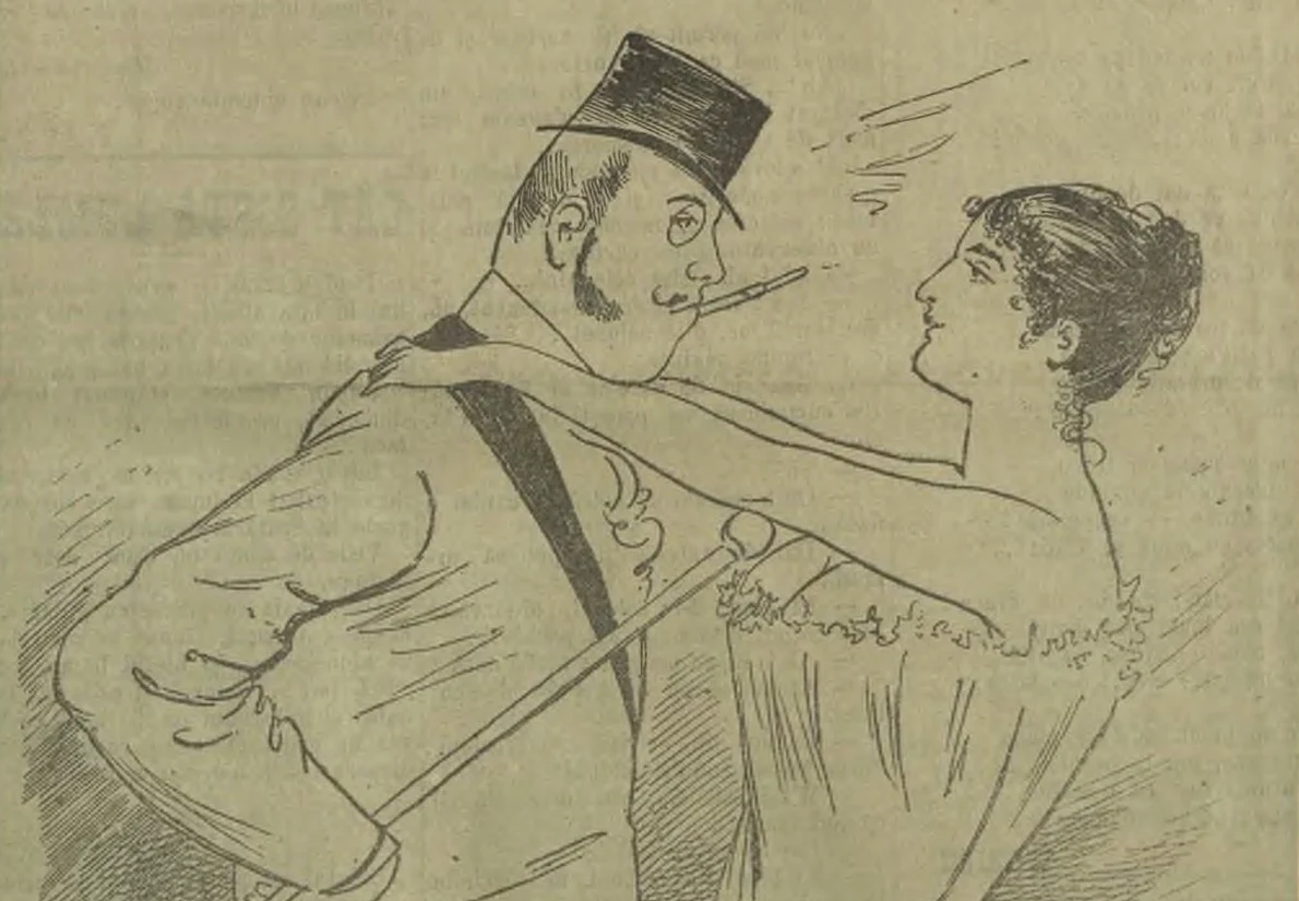 Caricatură publicată de ziarul umoristic „Veselia”, Anul 1, nr. 10, 29 decembrie 1891 (© Facebook / Institutul de Studii Sud-Est Europene)