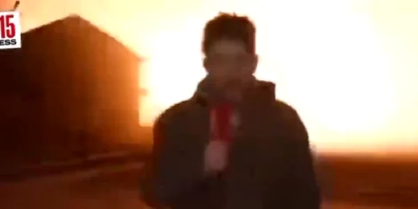 Un reporter francez a fost surprins în direct de un bombardament cu rachete al forțelor ruse  Foto captură video Twitter jpg