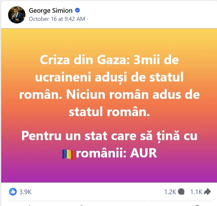 Postare controversata George Simion jpg